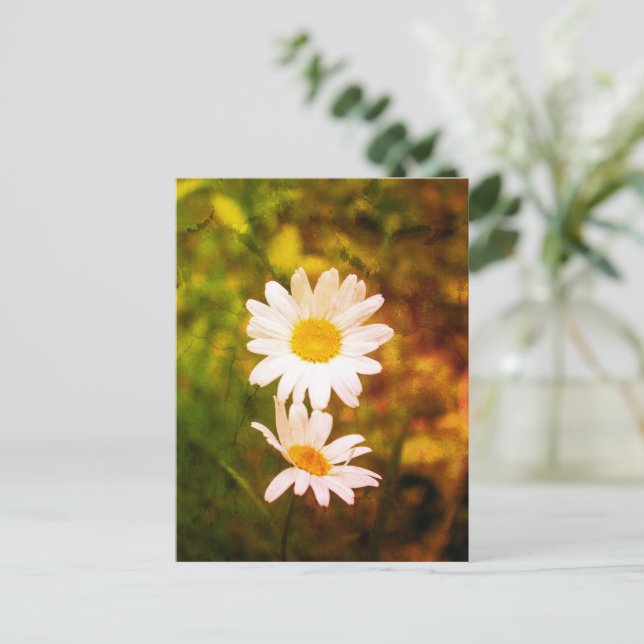Romantic Flowers – Botanical Daisy Сouple Postcard (Standing Front)