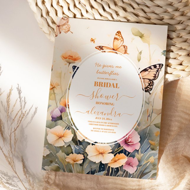 Romantic Flowers & Butterflies Bridal Shower Invitation (Creator Uploaded)