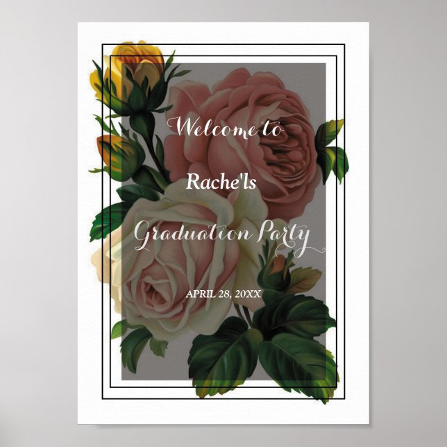 Romantic  Flowers  Graduation Poster (Front)