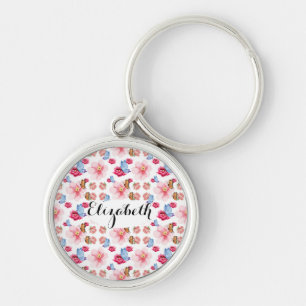 Romantic flowers in English cottage garden Key Ring