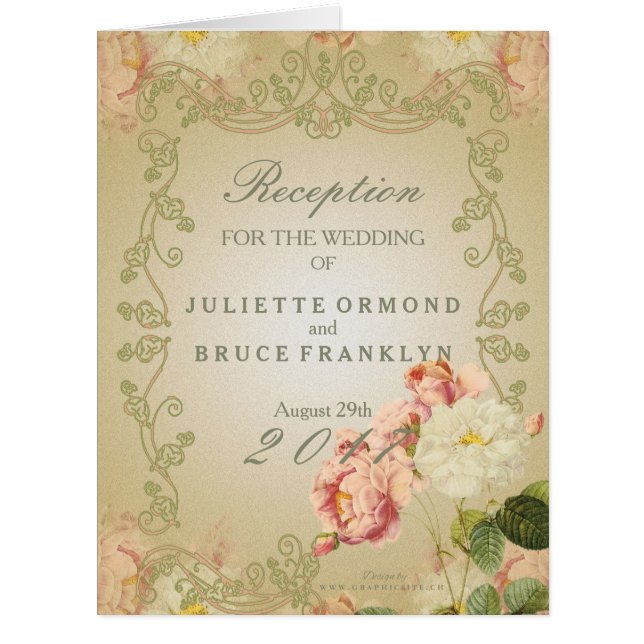 Romantic Flowers - Invitation Card (Front)