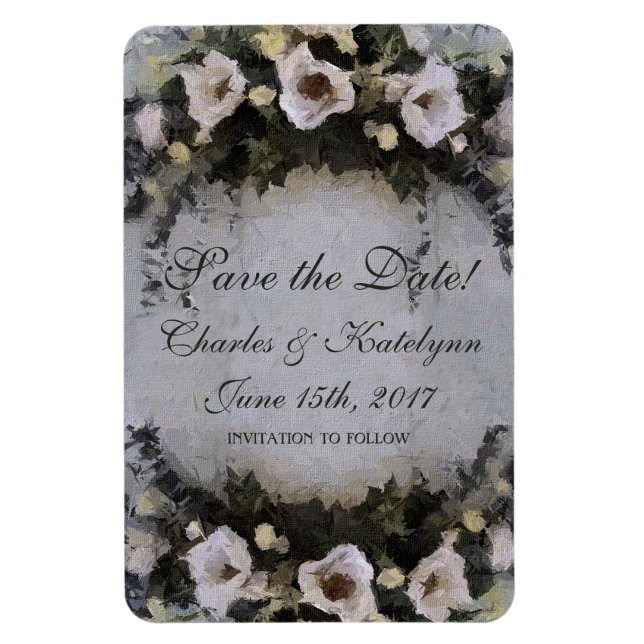 Romantic Flowers | Save The Date | Magnet (Vertical)