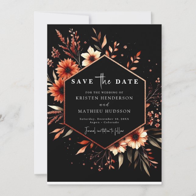 Romantic Flowers Terracotta Wedding Save The Date (Front)