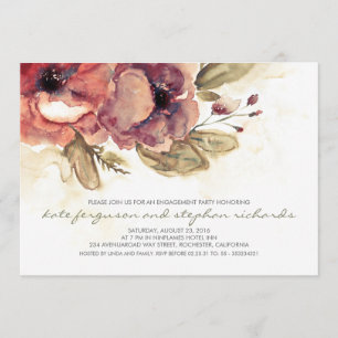 Romantic Flowers Vintage Engagement Party Invitation