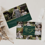 Romantic Foil | Green Merry 7 Photo Collage<br><div class="desc">This romantic foil green merry 7 photo collage foil holiday card is the perfect simple holiday greeting. The modern classic design features fancy metallic pressed foil swirls and whimsical flourishes with gorgeous elegant hand lettered typography. Choose silver, gold or rose gold foil text on the front. Personalise the front of...</div>