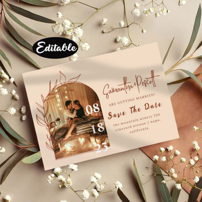 Romantic Foliage Arch Save The Date Cards (Creator Uploaded)