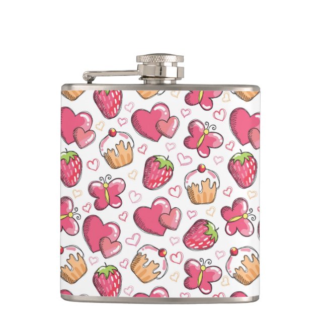romantic food pattern hip flask (Front)