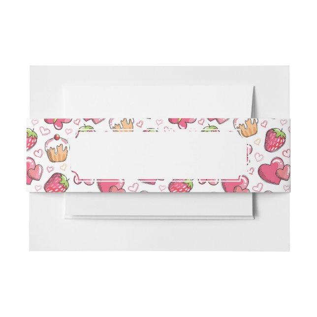 romantic food pattern invitation belly band (Front Example)