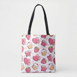 romantic food pattern tote bag