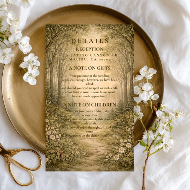 Romantic Forest Path Wedding Enclosure Card (Creator Uploaded)