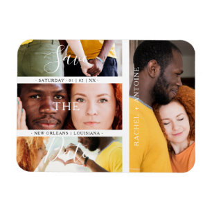 Romantic Four Wedding Engagement Photos Collage Magnet