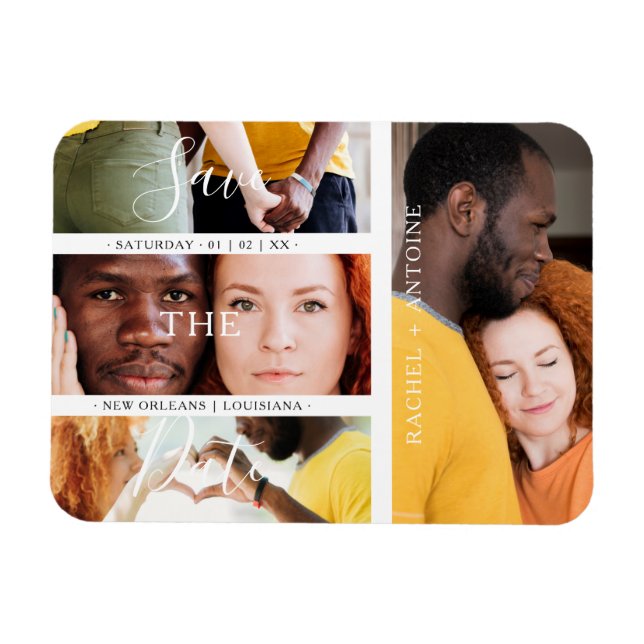 Romantic Four Wedding Engagement Photos Collage Magnet (Horizontal)