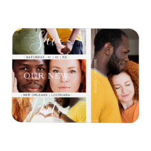 Romantic Four Wedding Engagement Photos Collage Magnet