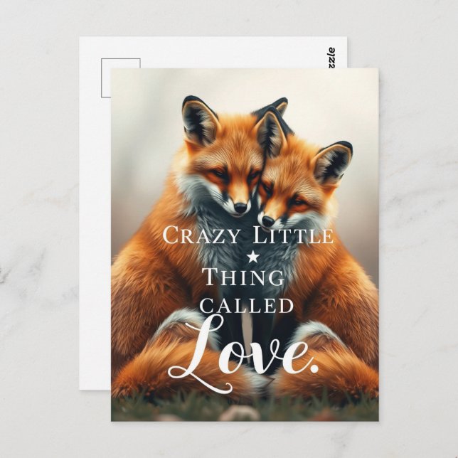 Romantic Fox Love Illustration Postcard (Front/Back)