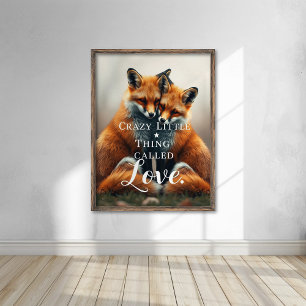 Romantic Fox Love Illustration Poster