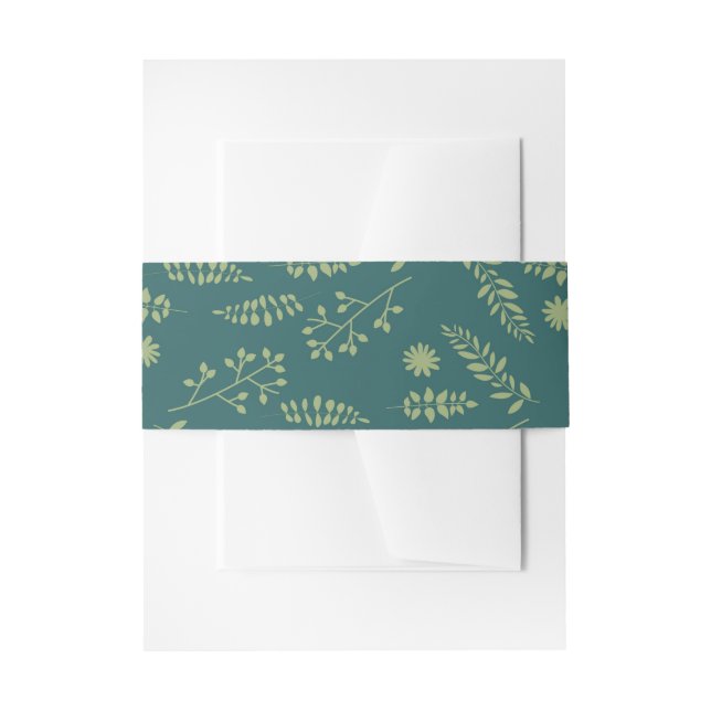 Romantic Foxes and Rustic Floral Foliage Wedding Invitation Belly Band (Front Example)