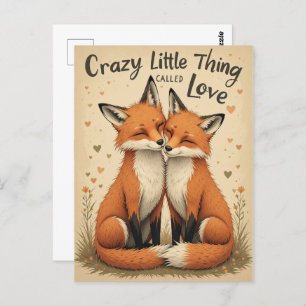 Romantic Foxes in Love Illustration Postcard