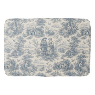 Romantic French Countryside Toile in Dusty Blue Bath Mat