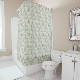 Romantic French Countryside Toile in Sage Green Shower Curtain