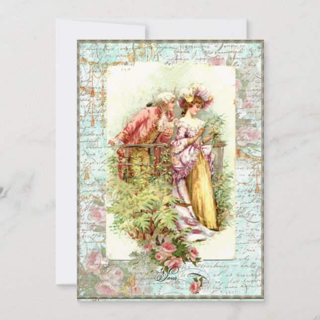 Romantic French Couple Bridal Shower Invite (Front)