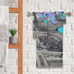 romantic french france travel paris eiffel tower bath towel set