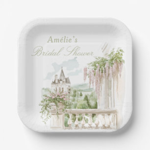 Romantic French Garden Chateau Bridal Shower  Paper Plate