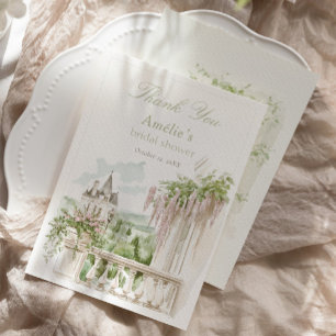 Romantic French Garden Chateau Bridal Shower  Thank You Card