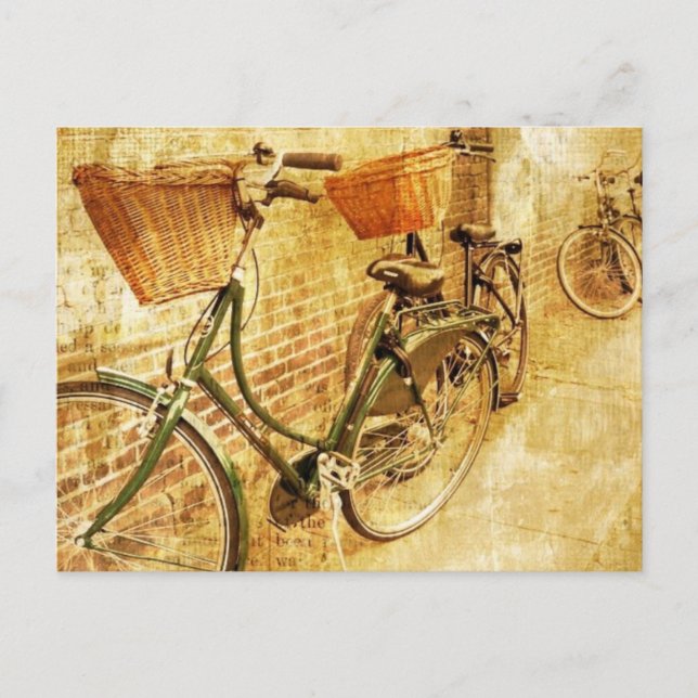 Romantic French Modern Vintage Paris Bicycle Postcard (Front)