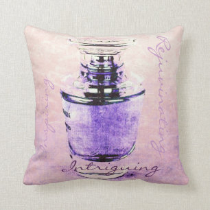 romantic French perfume bottle with script Cushion