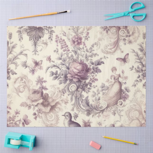 Romantic French Roses Birds Decoupage Tissue Paper (Craft)