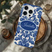 Romantic French Toile Powder Blue Personalized