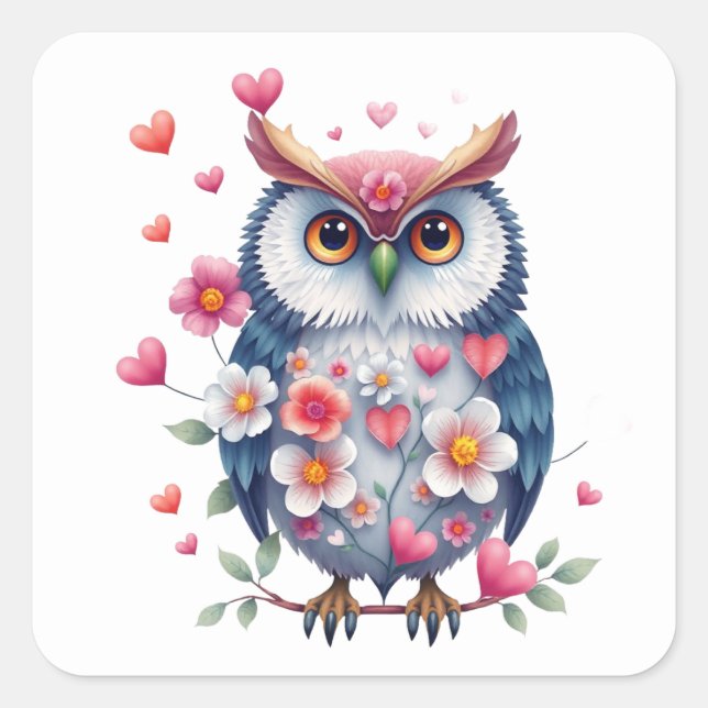 Romantic Fun Owl Stickers (Front)