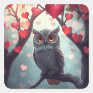 Romantic Fun Owl Stickers