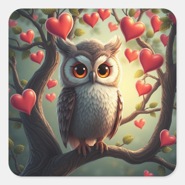 Romantic Fun Owl Stickers (Front)