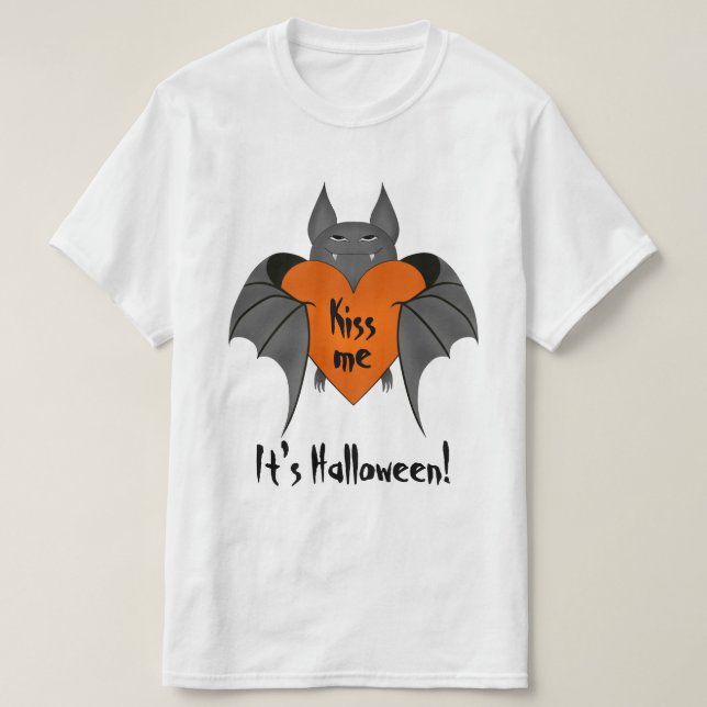 Romantic funny Halloween bat T-Shirt (Design Front)