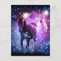 Romantic Galaxy blue purple stars Galloping Horses