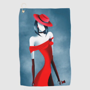 Romantic Gangster Girl with Rose Golf Towel