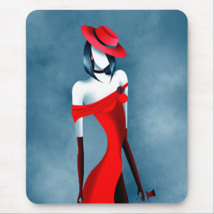 Romantic Gangster Lady with Rose Mouse pad