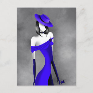 Romantic Gangster Lady with Rose Postcard