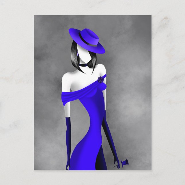 Romantic Gangster Lady with Rose Postcard (Front)