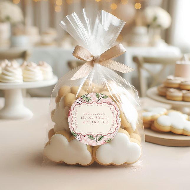 Romantic Garden Berry Bridal Shower Classic Round Sticker (Creator Uploaded)