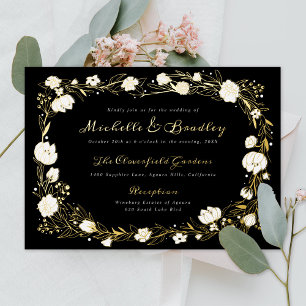 Romantic Garden Black and Gold Wedding