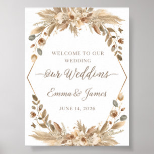 Romantic Garden Boho Wedding Poster Rose Lavender