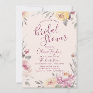 Romantic garden calligraphy Bridal Shower Invitation