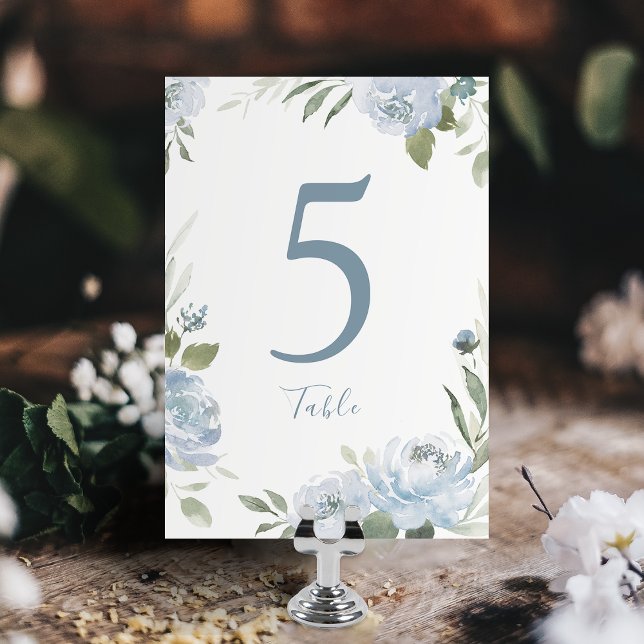 Romantic garden dusty blue floral wedding table number (Romantic garden dusty blue floral wedding table number)