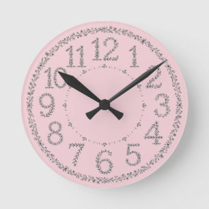 Romantic Garden Floral Numbers Wall Round Clock