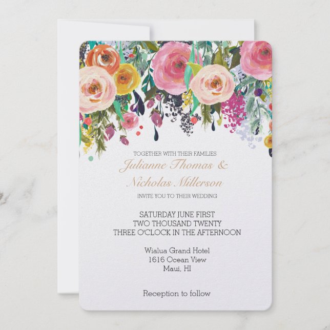 Romantic Garden Floral Wedding Invitation (Front)