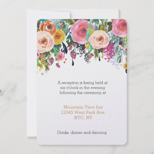 Romantic Garden Floral Wedding Reception Invitation (Front)