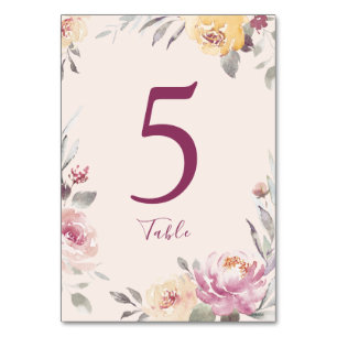 Romantic garden floral wedding table card