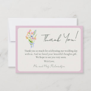 Romantic Garden Floral Wedding  Thank You Card